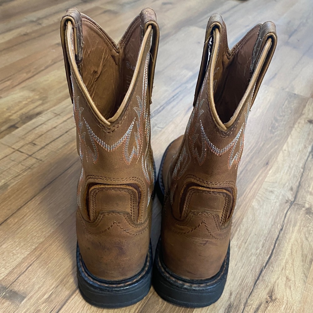 Ariat Western Cowboy Boots Tan Leather Embroidered Pull On Womens Size 7.5 - Picture 8 of 8